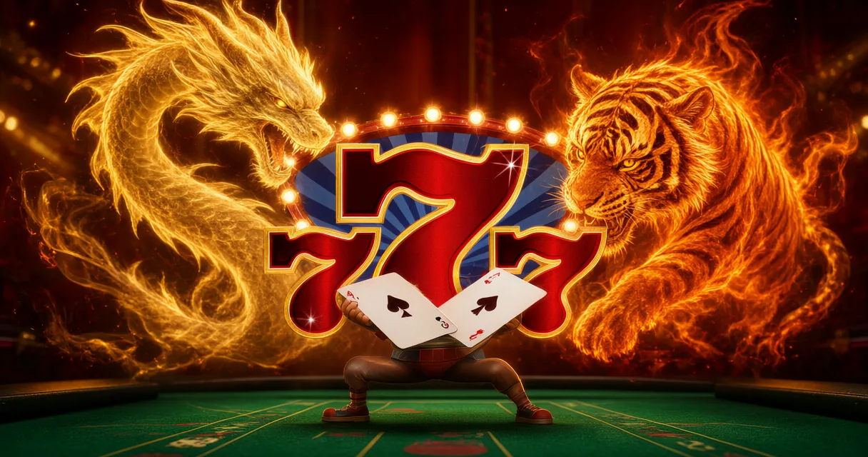 Live Dragon Tiger dealer managing the card table